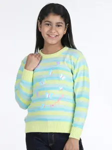 Wingsfield Girls Striped Embroidered Acrylic Pullover
