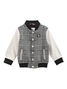 U.S. Polo Assn. Kids Boys Geometric Printed Mock Collar Bomber Jacket