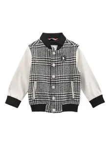 U.S. Polo Assn. Kids Boys Geometric Printed Mock Collar Bomber Jacket