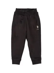 U.S. Polo Assn. Kids Boys Textured Mid-Rise Joggers