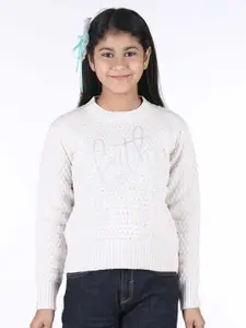 Wingsfield Girls Self Design Embroidered Detail Acrylic Pullover