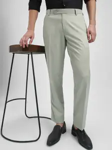 Dennis Lingo Men Mid-Rise Flat-Front Plain Trousers