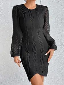 StyleCast Black Round Neck Sheath Dress