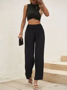 StyleCast Black Crop Top With Trousers
