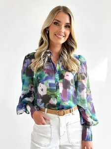 StyleCast Green Floral Printed Casual Shirt