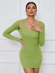 StyleCast Green Cut-Out Detail Bodycon Mini Dress