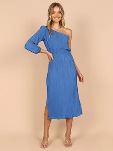 StyleCast Blue Self Design Sheath Midi Dress