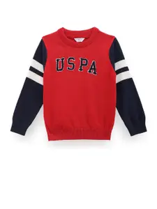 U.S. Polo Assn. Kids Boys Brand Logo Printed Pure Cotton Pullover