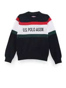 U.S. Polo Assn. Kids Boys Colourblocked Pure Cotton Pullover