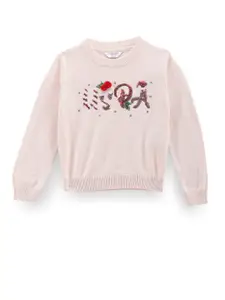 U.S. Polo Assn. Kids Girls Sequinned Embellished Pullover