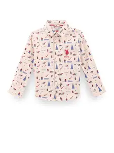 U.S. Polo Assn. Kids Boys Classic Conversational Printed Pure Cotton Twill Casual Shirt
