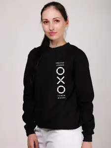 Fashion And Youth Typography Printed Fleece Sweatshirt