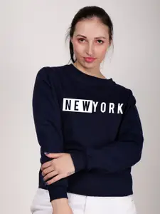 Fashion And Youth Typographic Printed Fleece Sweatshirt