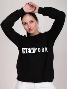 Fashion And Youth Round Neck Typography Printed Pullover Fleece Sweatshirt