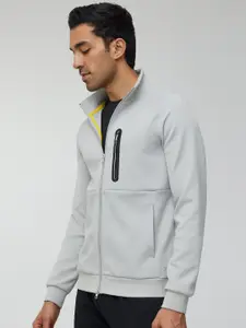 XYXX Men Regular Fit Solid Moon Grey Hooded Jacket