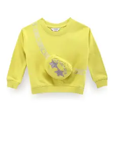 U.S. Polo Assn. Kids Girls Graphic Printed Pure Cotton Pullover Sweatshirt