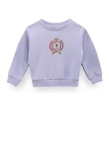 U.S. Polo Assn. Kids Girls Graphic Printed Pullover Sweatshirt