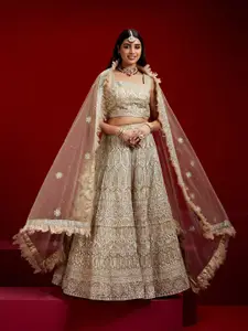 Libas Art Embroidered Sequinned Lehenga & Blouse With Dupatta & 4 inch inside Margin