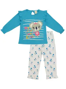 Clothe Funn Girls Graphic Printed T-shirt With Trousers