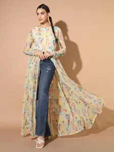 Cation Floral Printed Round Neck Maxi Top