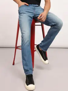 Lee Men Slim Fit Low Distress Light Fade Cotton Stretchable Jeans