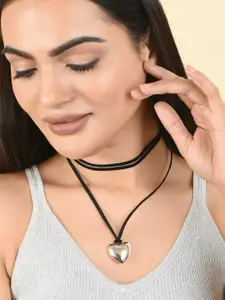 ToniQ Silver Plated Heart Long Necklace