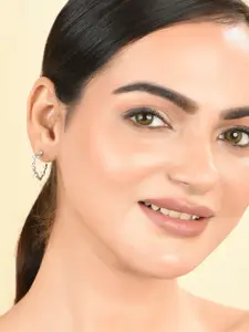 ToniQ Rhodium-Plated Circular Half Hoop Earrings