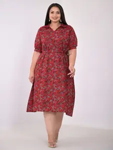 Girly Girls Plus Size Floral Printed A-Line Midi Dress