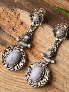 XPNSV Silver Plated Pearls Studded Drop Earrings