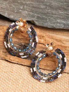 XPNSV Gold-Plated Contemporary Half Hoop Earrings