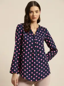 Qurvii Women Comfort Polka Dot Printed Casual Shirt