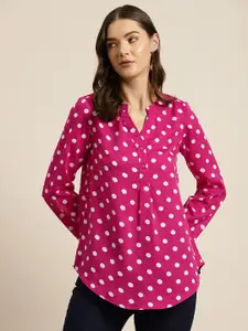 Qurvii Women Comfort Polka Dot Printed Casual Shirt