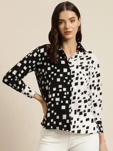 Qurvii Women Comfort Geometric Printed Casual Shirt