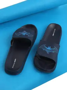 Bewakoof Men Navy Blue Dynamic Batman Printed Velcro Sliders