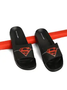 Bewakoof Men Black & Red Son Of Krypton Superman Printed Sliders