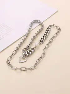 VIEN Silver Plated Stainless Steel Necklace