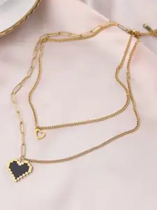 VIEN Gold Plated Stainless Steel Double Layered Necklace