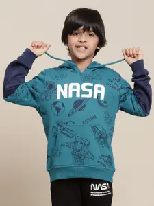 Kids Ville Boys NASA Printed Hooded Pullover Sweatshirts