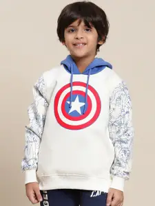 Kids Ville Boys Captain America Printed Hooded Pullover Sweatshirt