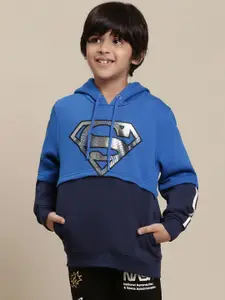Kids Ville Boys Superman Printed Hooded Pullover Sweatshirts