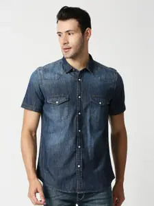 Pepe Jeans Faded Spread Collar Cotton Denim Casual Shirt