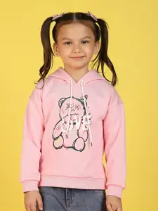 Nauti Nati Girls Graphic Printed Hooded Antimicrobial Pullover