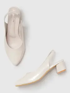 Marc Loire Pointed Toe Block Pumps With Backstrap