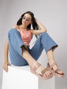 Marc Loire Textured Flatform Heels With Backstrap