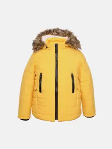 CHKOKKO Boys Hooded Faux Fur Trim Winter Parka Jacket