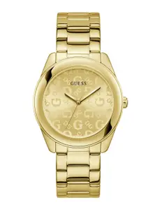 GUESS Women Textured Dial & Stainless Steel Bracelet Style Straps Analogue Watch U1358L2M