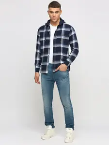 Pepe Jeans Checked Hooded Cotton Casual Shirt