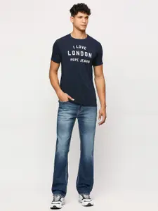 Pepe Jeans Typography Printed Pure Cotton Slim Fit T-shirt