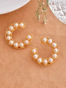 Silvermerc Designs Gold Plated Contemporary Shaped Half Hoop Earrings