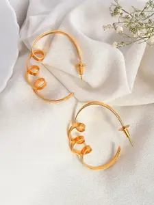 Silvermerc Designs Gold Plated Contemporary Shaped Half Hoop Earrings